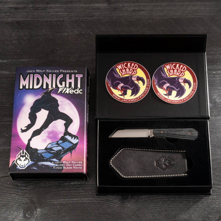 Midnight FIXedc - Black Linen Micarta Stonewash knives for sale