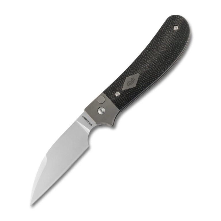 RoseCraft Blades Clinch River Button Lock Black Micarta RCM005-BK knives for sale