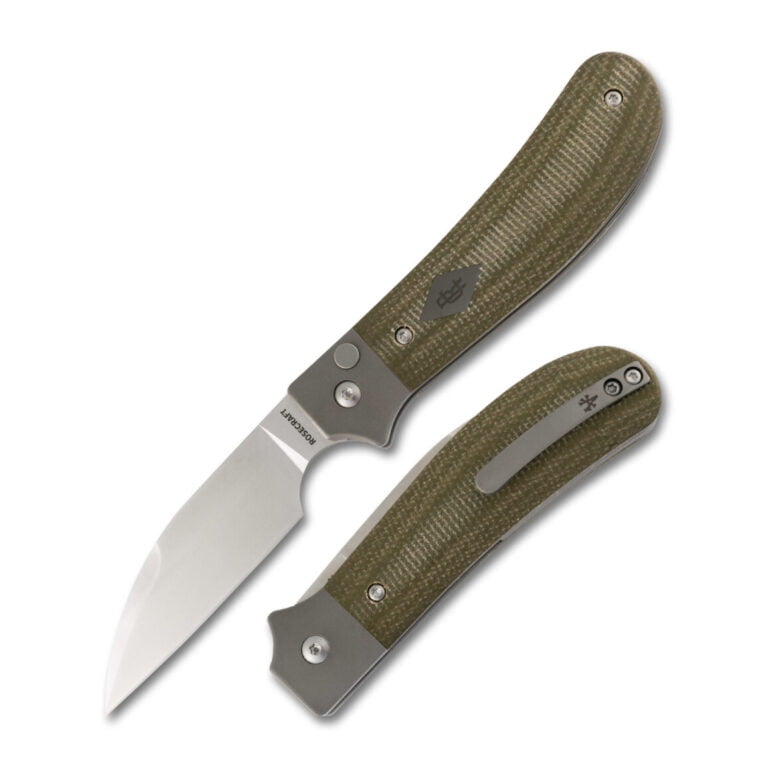 RoseCraft Blades Clinch River Button Lock Green Micarta RCM005-GR knives for sale