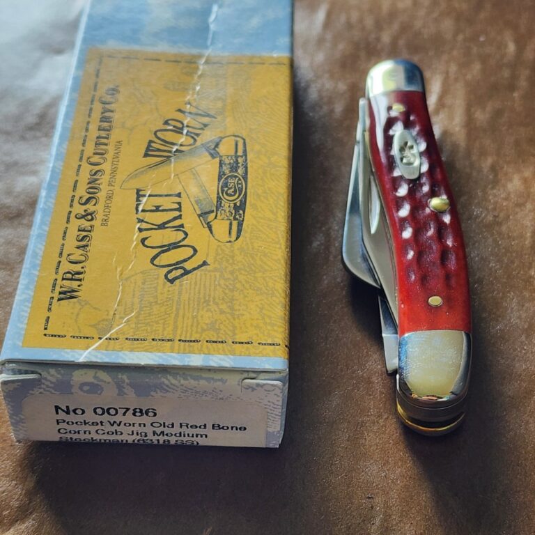 Case 00786 Pocket Worn Old Red Bone Corn Cob Jigged Medium Stockman 6318 SS knives for sale