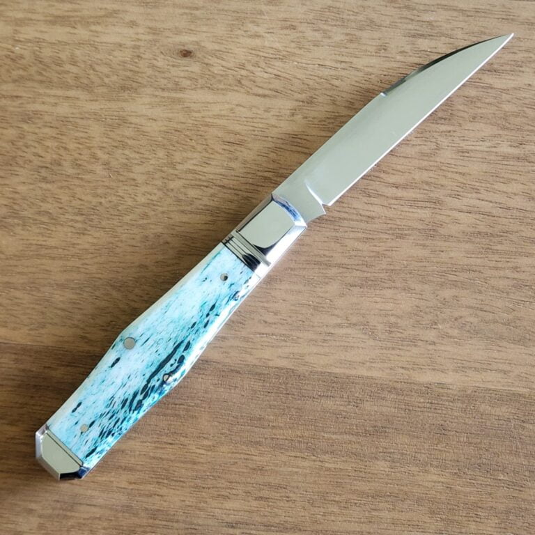 K'Roo Custom Coffin Jack, Wharncliffe in Dyed Kudu Bone Created June 2024 by W. O'Kelly knives for sale