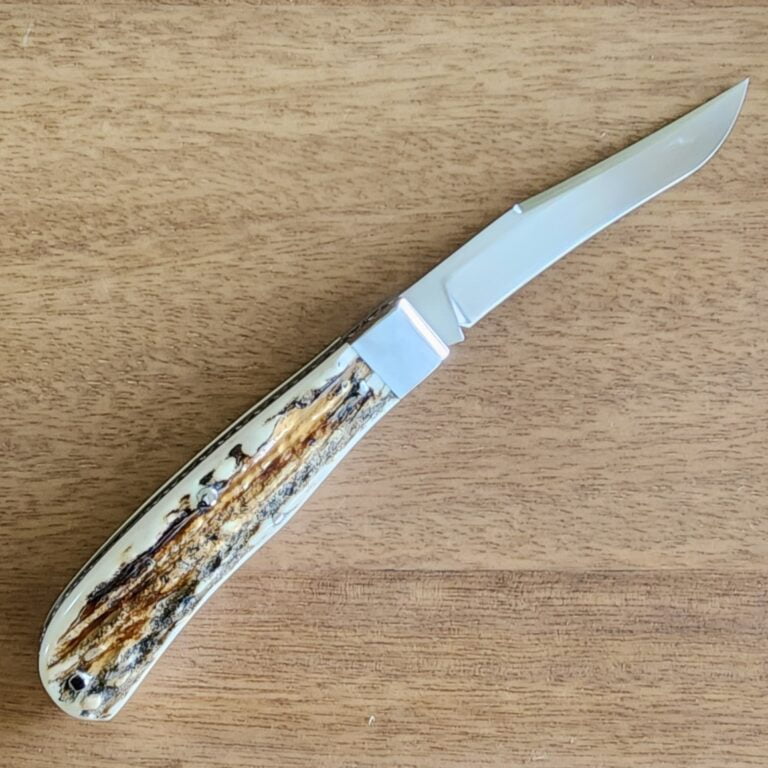 K'Roo Custom Back Pocket Trapper in Stag Horn Created June 2024 by W. O'Kelly knives for sale