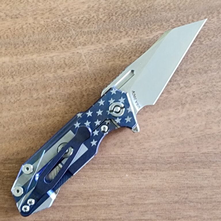 Hinderer Half Track Wharncliffe Custom By USA Made Blades "Stars and Stripes" Anodized TI 20 CV knives for sale