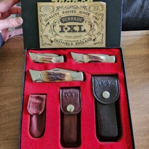Rare Vintage Schrade I*XL Wostenholm Stag Box Set Advertising for Snap-On knives for sale