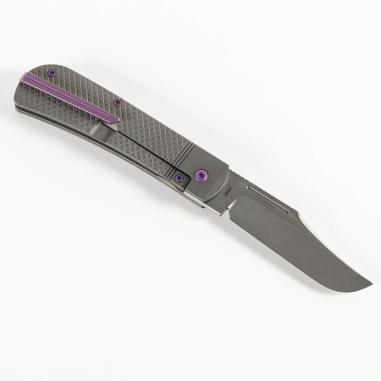 THE BENNY - TITANIUM CROSS HATCH HAND SATIN knives for sale