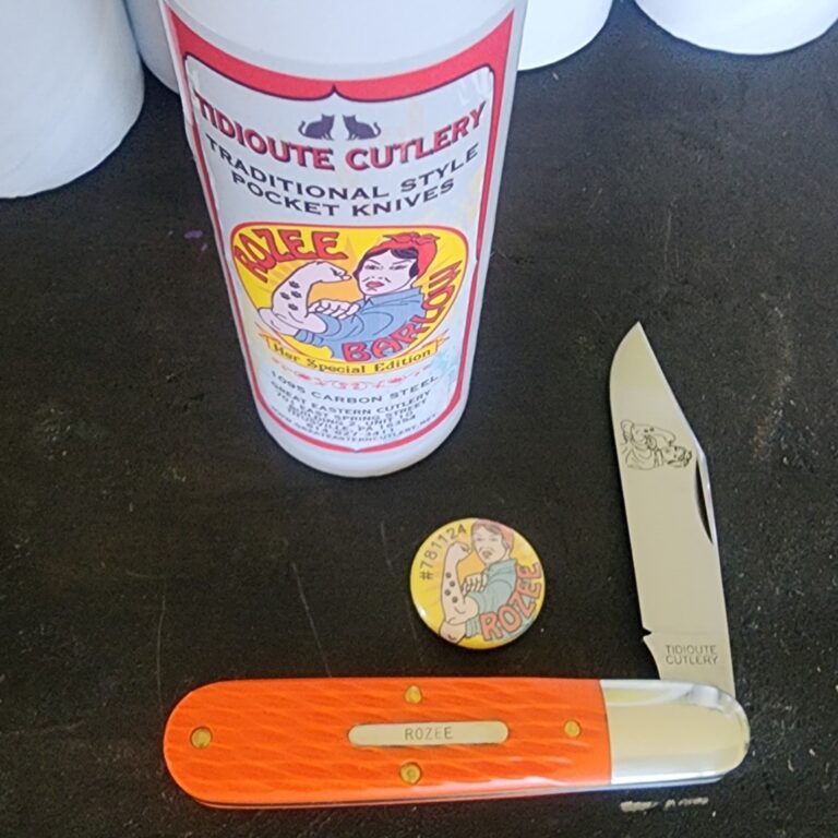 Great Eastern Cutlery #781124 Jigged Orange Delrin Rozee knives for sale