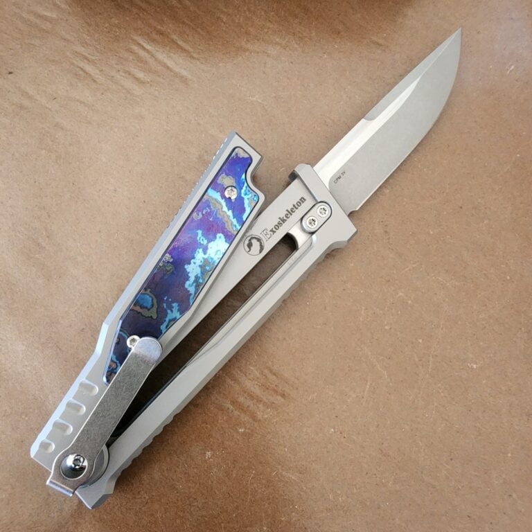 Reate EXO-M Cranes Exclusive TANTO in CPM3V and Titanium with ZIRCUTI inlay. Serial No. 025 (1 of 100) knives for sale