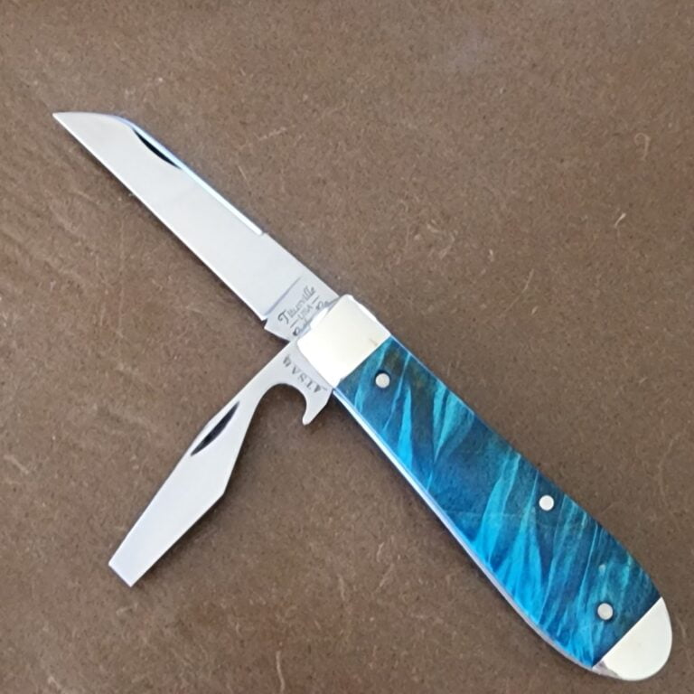 TSA Knives Exclusive Old Man Jack Caplifter w/ Lambsfoot Blade Blue Box Elder 1 of 2 by Daniels 07/2025 knives for sale