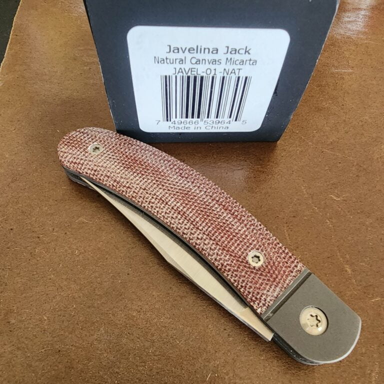 Jack Wolf Javelina Jack Natural Canvas Micarta knives for sale