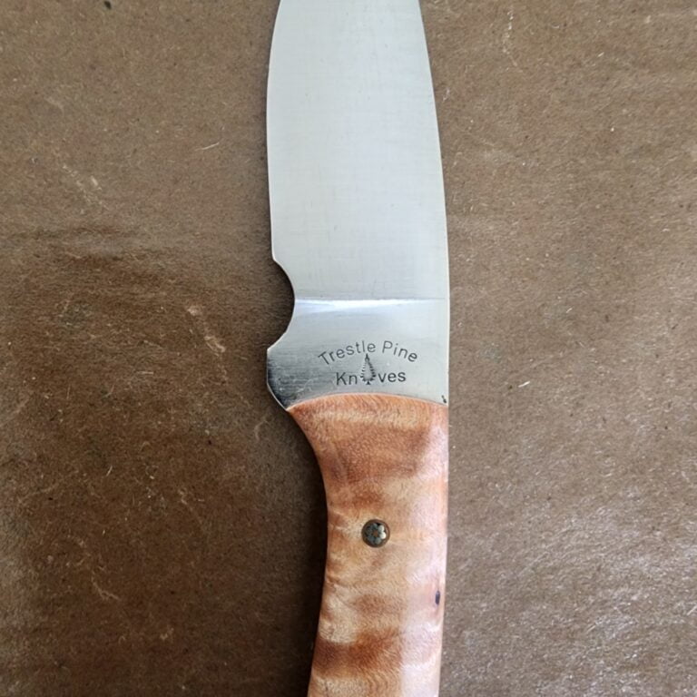 Trestle Pines Knives Curly Maple 1 of 6 "Buddy" By Hess and Great Eastern Cutlery knives for sale