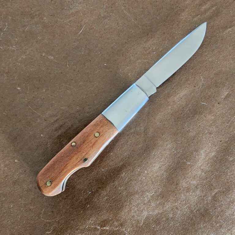 Trestle Pines Knives Superior Clear Box Elder Burl By Queen Cutlery (discounted due to large blem on blade) knives for sale