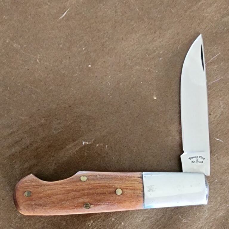 Trestle Pines Knives Superior Clear Box Elder Burl By Queen Cutlery (discounted due to large blem on blade) knives for sale