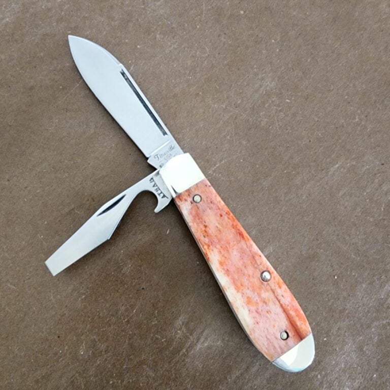 TSA Knives Exclusive Old Man Jack Caplifter w/ Spear Blade Red Velvet Giraffe Bone (1 of 4) by Daniels 07/2024 knives for sale