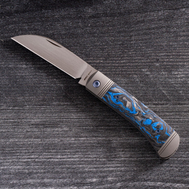 VENOM JACK - BLUE MARBLE CARBON FIBER HAND SATIN knives for sale