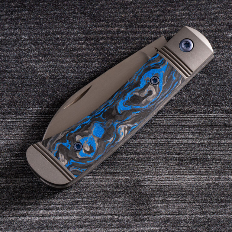 VENOM JACK - BLUE MARBLE CARBON FIBER HAND SATIN knives for sale