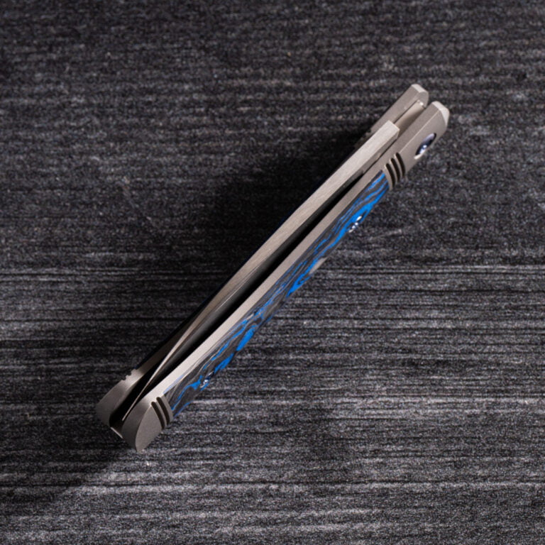 VENOM JACK - BLUE MARBLE CARBON FIBER HAND SATIN knives for sale