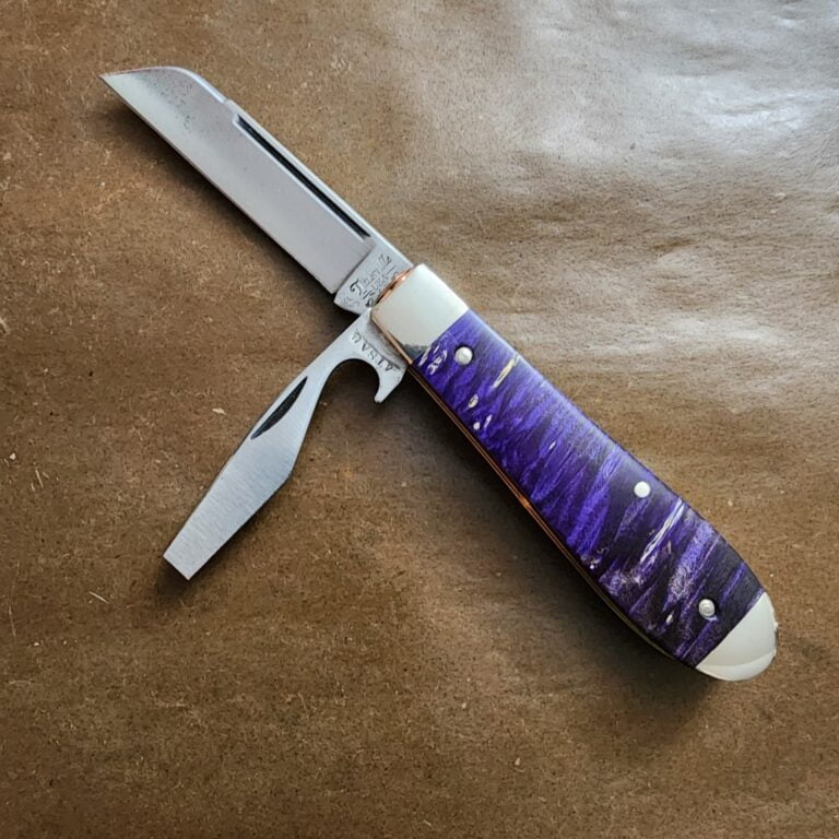 TSA Knives Exclusive Old Man Jack Caplifter w/ Sheepfoot Blade Purple Box Elder 1 of 6 by Daniels 07/2024 knives for sale