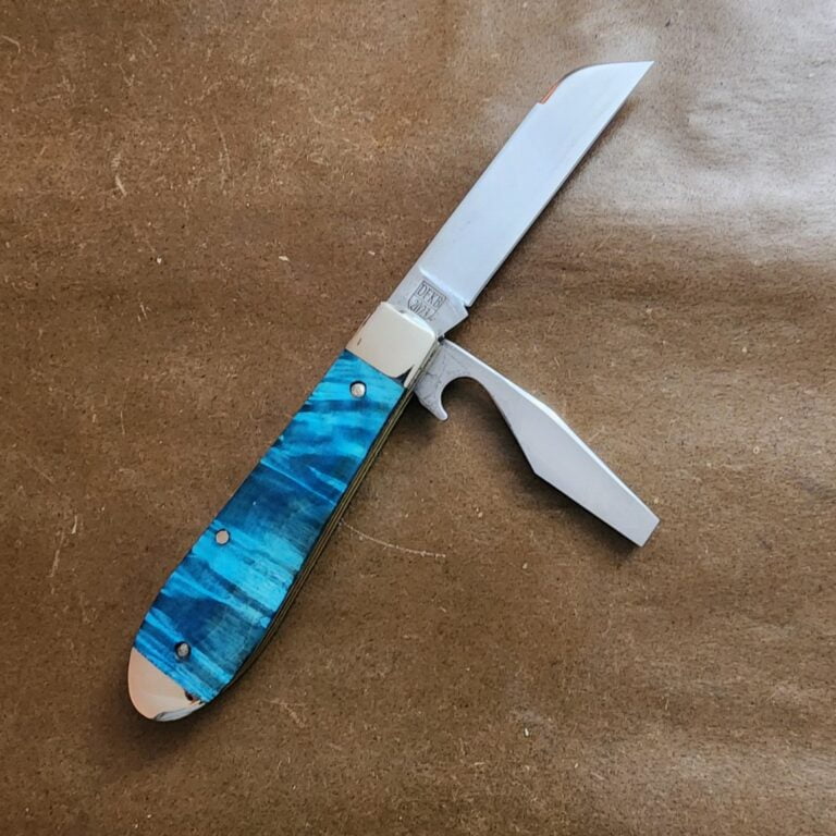 TSA Knives Exclusive Old Man Jack Caplifter w/ Sheepfoot Blade Blue Box Elder 1 of 5 by Daniels 07/2024 knives for sale