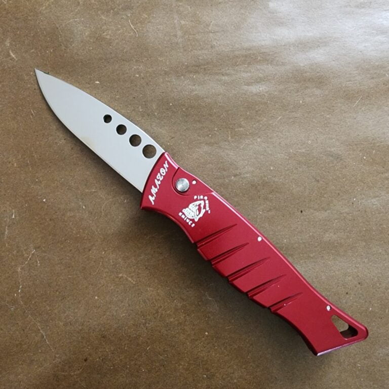 Piranha USA Amazon, Red, Mirror, Plain P3R knives for sale