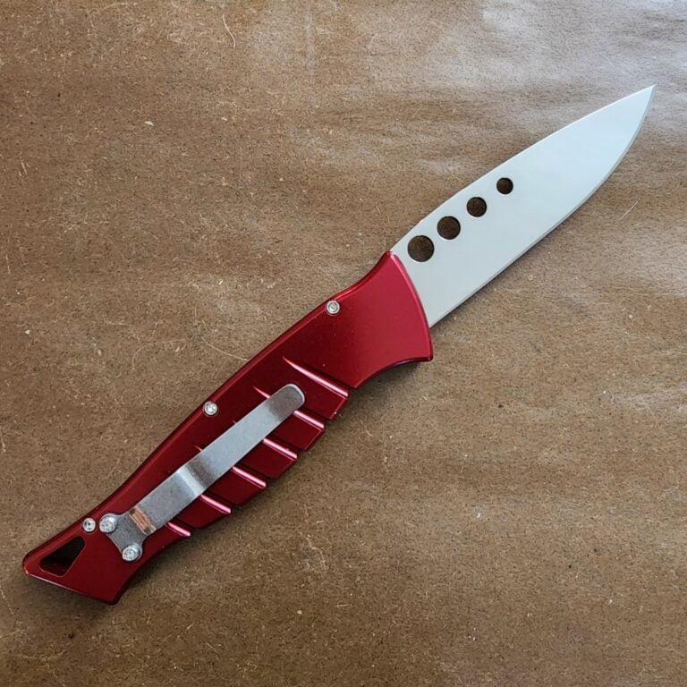 Piranha USA Amazon, Red, Mirror, Plain P3R knives for sale