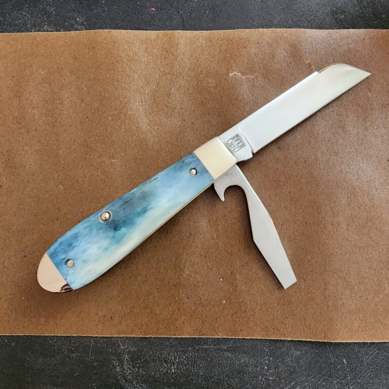 TSA Knives Exclusive Old Man Jack Caplifter w/ Sheepsfoot Mermaid Blue Giraffe Bone (1 of 3) by Daniels 07/2024 knives for sale