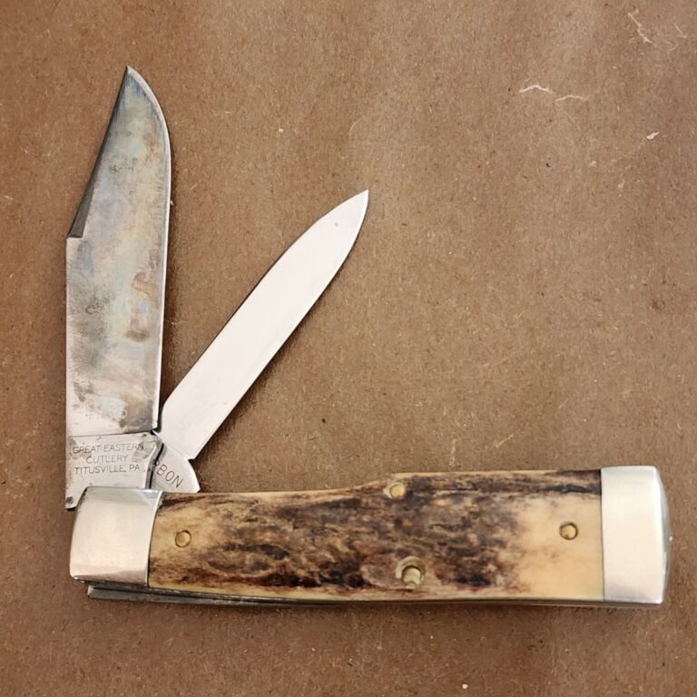 Great Eastern Cutlery #441218 Sambar Stag USED knives for sale