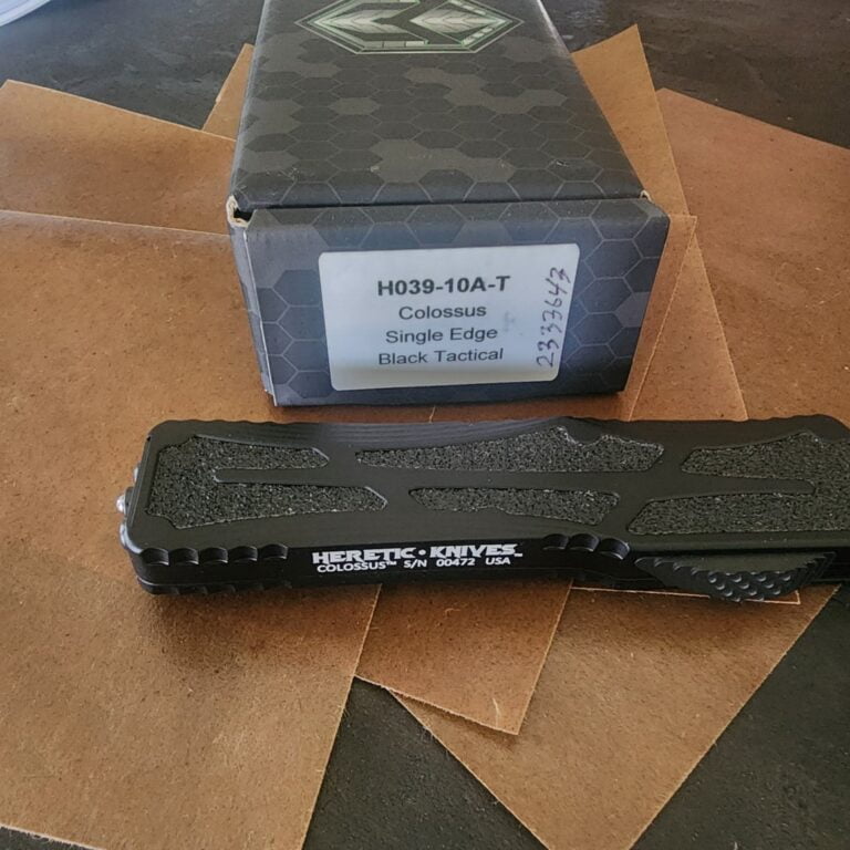 Heretic Colossus Single Edge Black Tactical H039-10A-T knives for sale