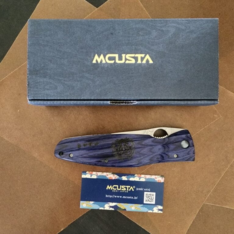 Mcusta MC-0186G SPG2/Blue Pakka Wood knives for sale