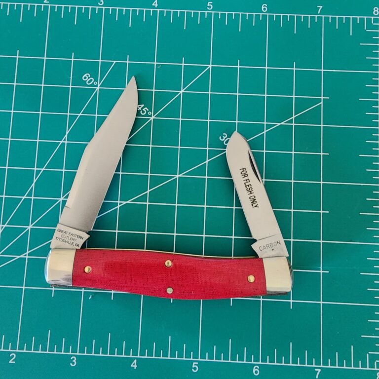 Great Eastern Cutlery #811224 Red Linen Micarta knives for sale