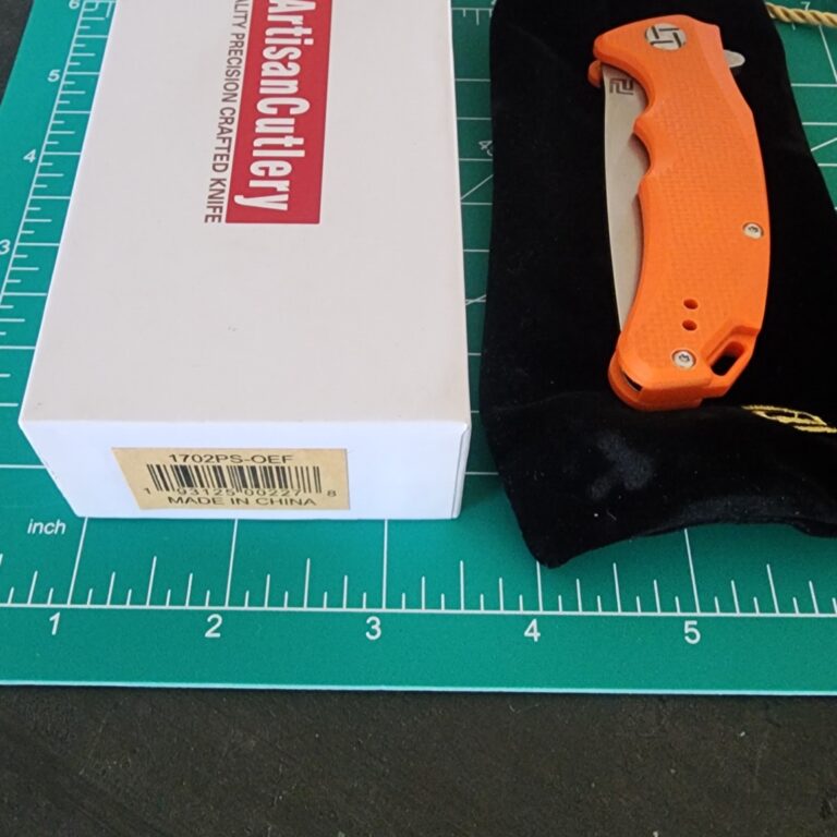 Artisan Cutlery 1702 PS-OEF in Orange G10 and D2 knives for sale