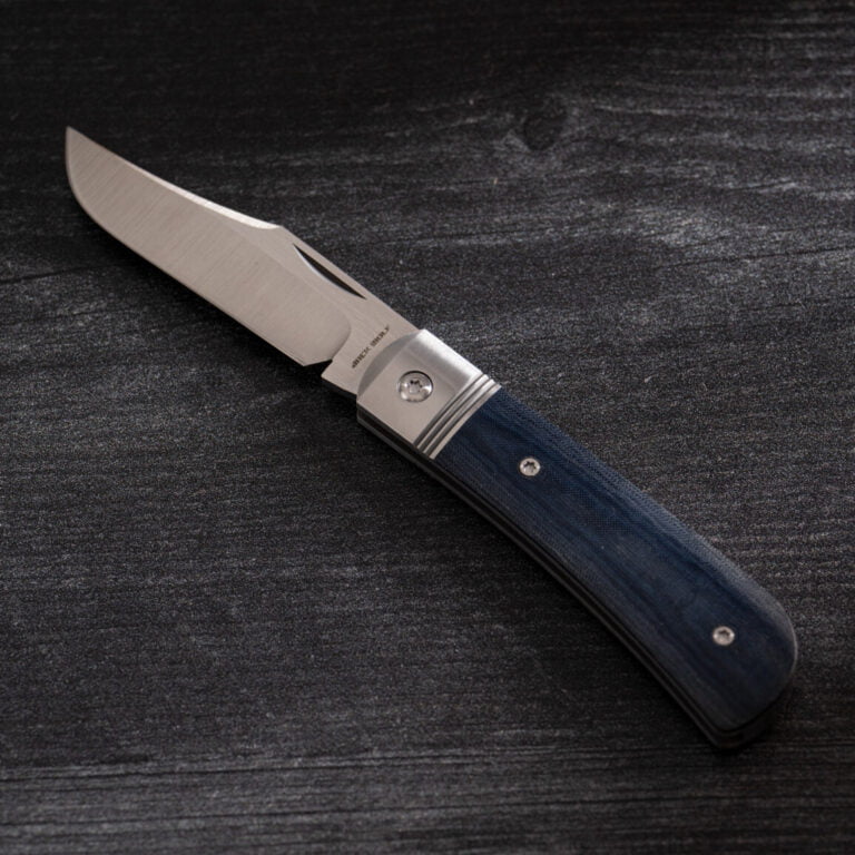 BENNY’S CLIP - BLUE LINEN MICARTA knives for sale