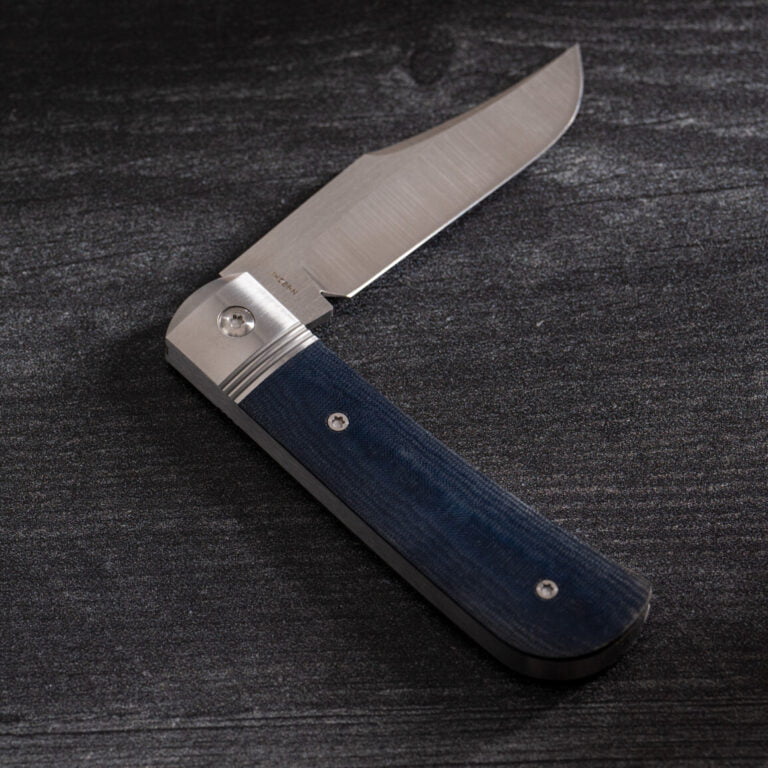 BENNY’S CLIP - BLUE LINEN MICARTA knives for sale