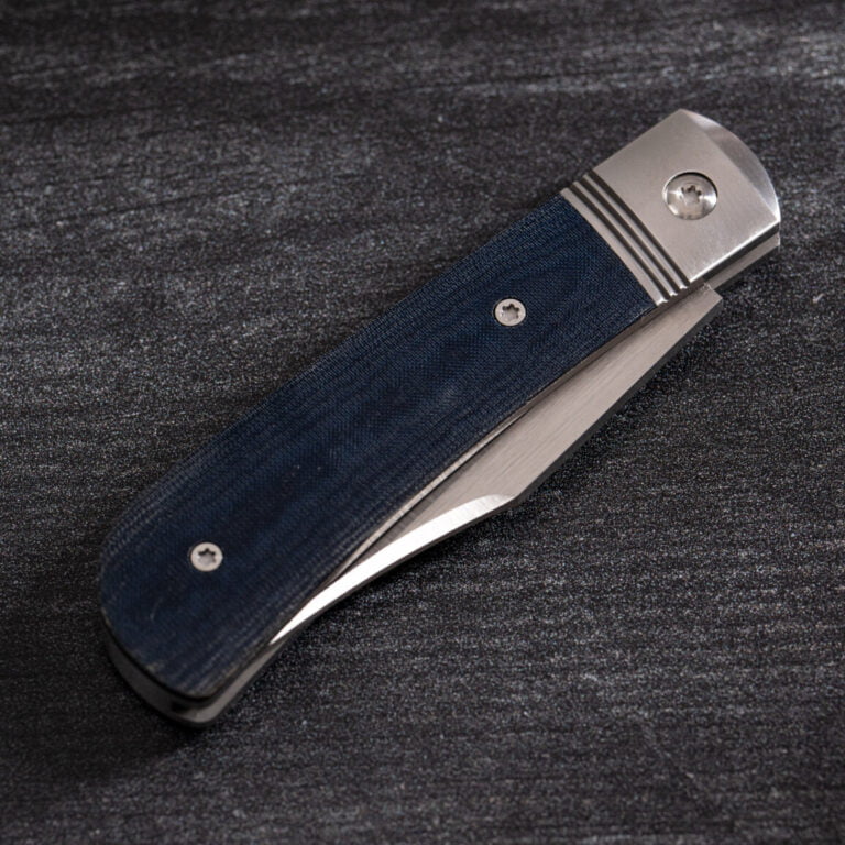 BENNY’S CLIP - BLUE LINEN MICARTA knives for sale