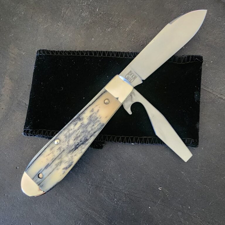 TSA Knives Exclusive Old Man Jack Caplifter w/ Spear Point blade in Lone Giraffe Bone (1 of 4) by Daniels 07/2024 knives for sale