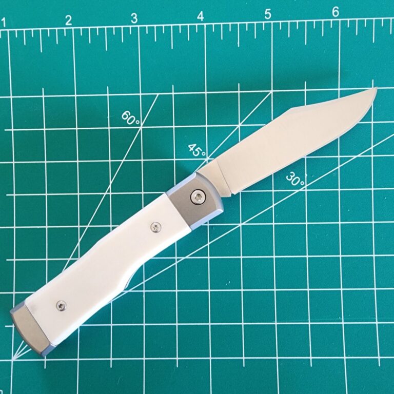 Fox Knives Gunstock in M390 W/ TI Bolsters and White Micarta Covers. knives for sale