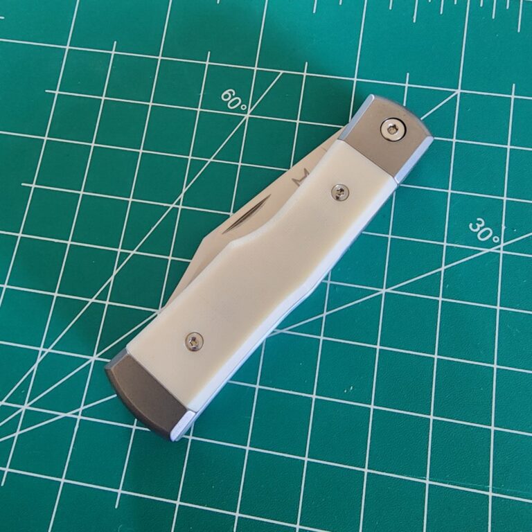 Fox Knives Gunstock in M390 W/ TI Bolsters and White Micarta Covers. knives for sale