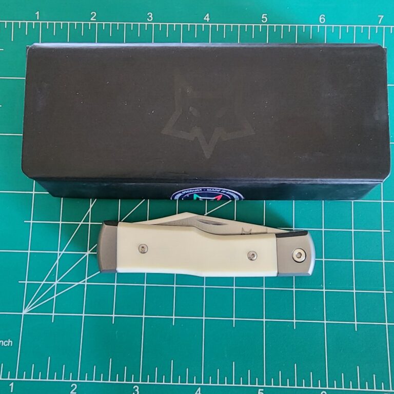 Fox Knives Gunstock in M390 W/ TI Bolsters and White Micarta Covers. knives for sale