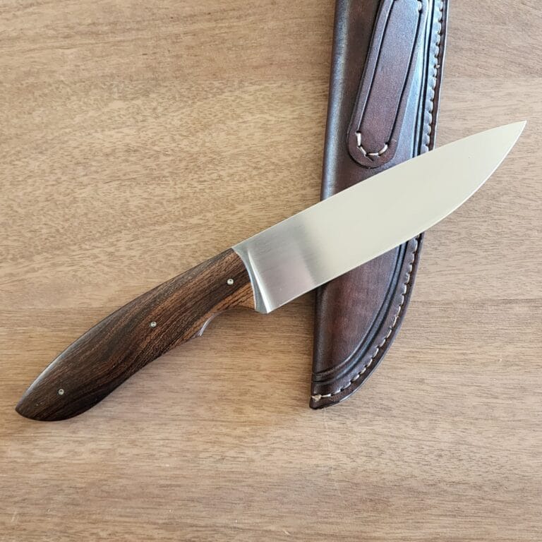 Custom Early Original by "MK" knives Fixed Blade In Ironwood With Beautiful Leather Sheath knives for sale