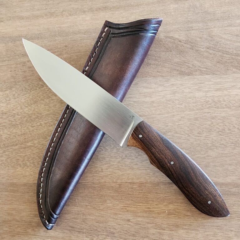 Custom Early Original by "MK" knives Fixed Blade In Ironwood With Beautiful Leather Sheath knives for sale