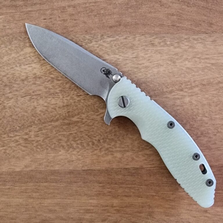 Hinderer XM-18 3.5" S45VN Spearpoint Tri-Way Working Finish Translucent Green G10 Gently Used knives for sale