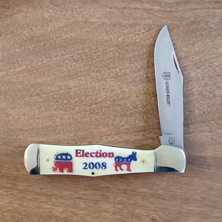 Rough Rider Election 2008 RR145 EL in 440 SS and Smooth White Bone knives for sale