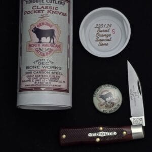 Great Eastern Cutlery #220124 Burnt Orange Sawcut Bone "S" (store model) knives for sale