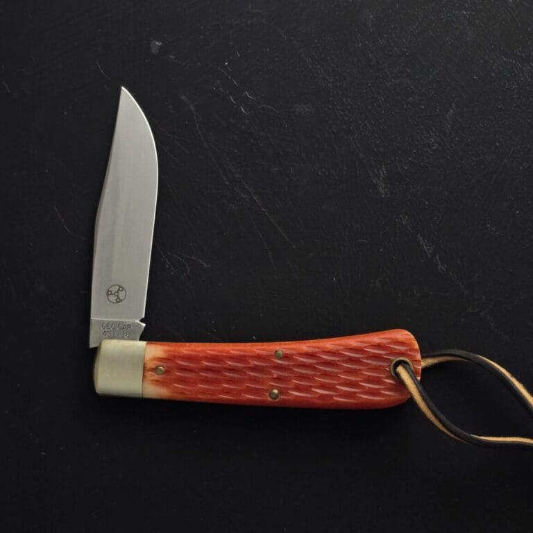 Great Eastern Cutlery #431118 Rust Red Jigged Bone knives for sale