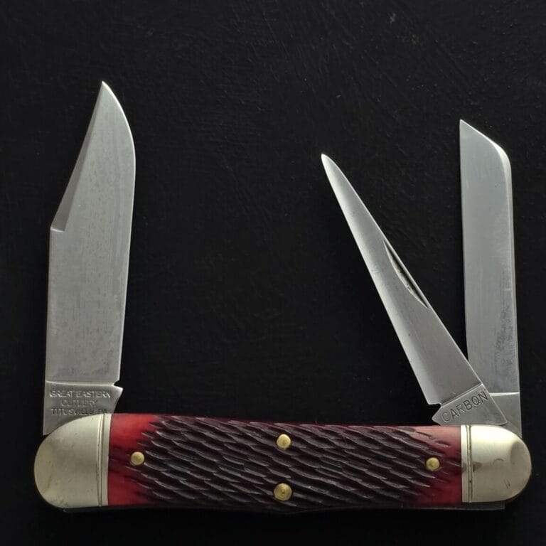 Great Eastern Cutlery #291319 Blood Red Jigged Bone knives for sale