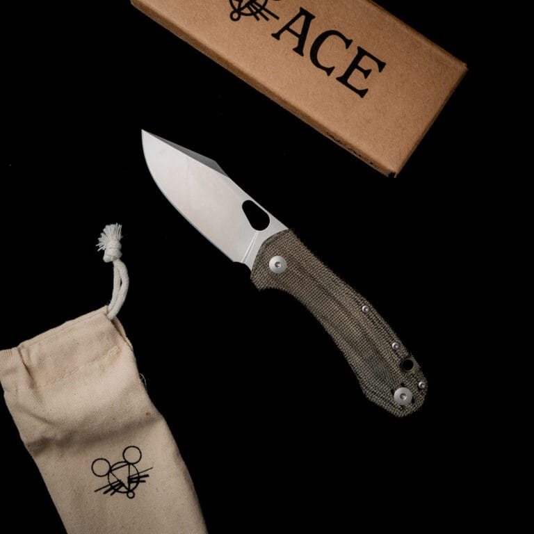 GiantMouse ACE Atelier - Green Canvas Discounted "Rescue Mouse" knives for sale