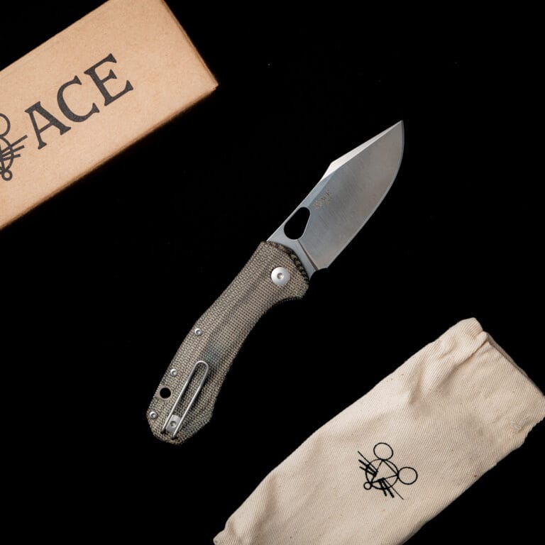 GiantMouse ACE Atelier - Green Canvas Discounted "Rescue Mouse" knives for sale