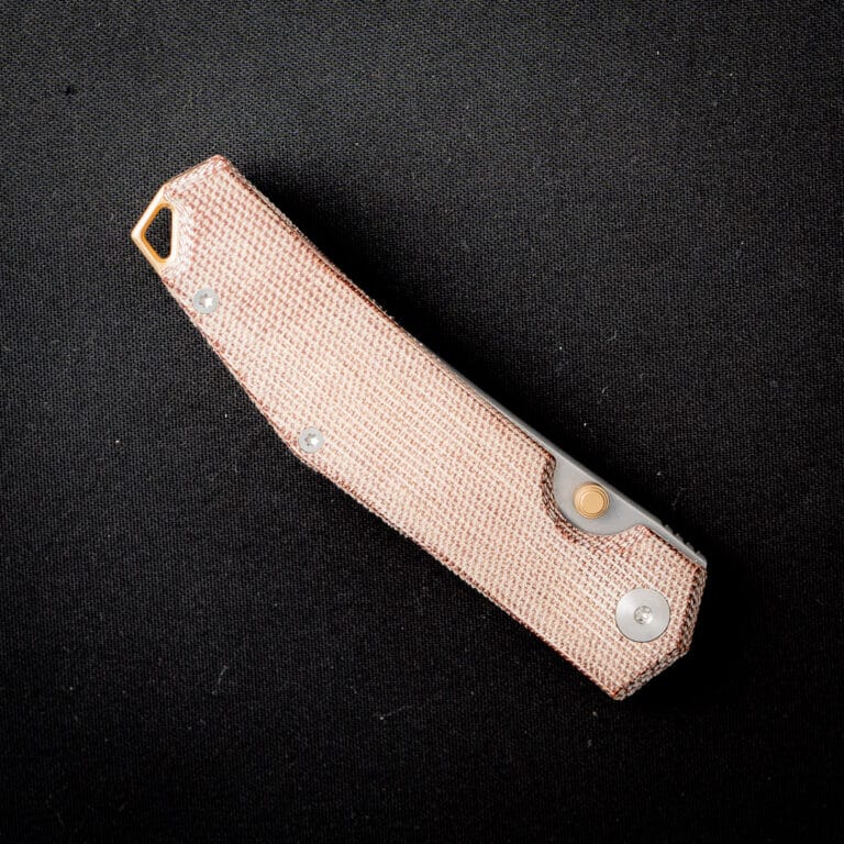 GiantMouse ACE Clyde in Natural Canvas with Brass Backspacer and Thumbstud Discounted "Rescue Mouse" knives for sale