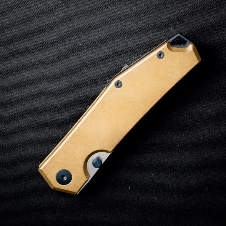 GiantMouse ACE Clyde in Natural Canvas with Brass Backspacer and Thumbstud Discounted "Rescue Mouse" knives for sale