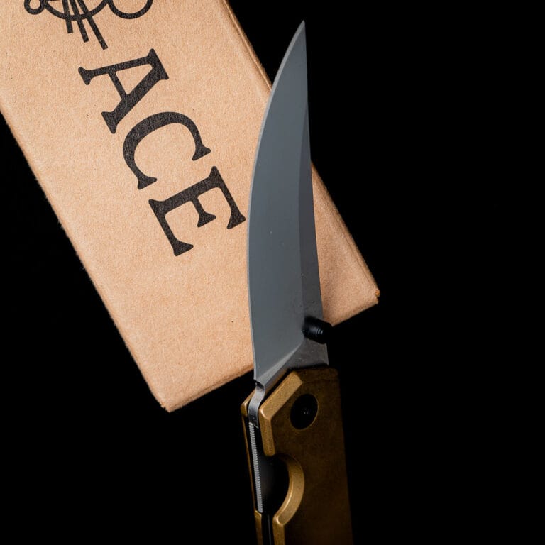 GiantMouse ACE Clyde in Natural Canvas with Brass Backspacer and Thumbstud Discounted "Rescue Mouse" knives for sale