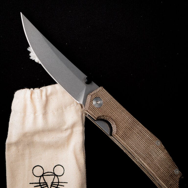 GiantMouse ACE Clyde - Natural Canvas Micarta Discounted "Rescue Mouse" knives for sale